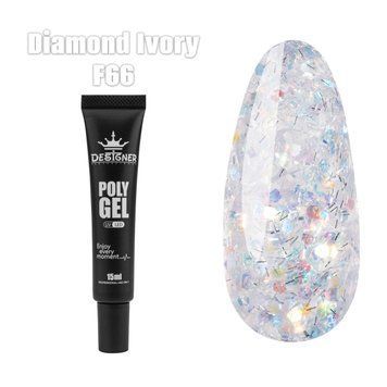 Полигель Дизайнер Diamond lvory 15 мл для наращивания и укрепления ногтей F66 008342 фото