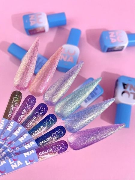 Набор 6в1 для маникюра: LunaMoon Rubber base (13мл) + Top Non Wipe (13мл) + Nail fresher (15мл) + гель лак (2шт по 8мл) + пилка 007247 фото
