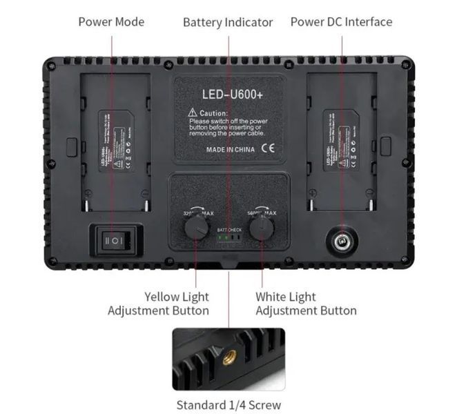 Лампа видеосветло LED-U600+ Pro 80W (21*12 см), на штативе, для освещения при фото и видеосъемке 001249 фото