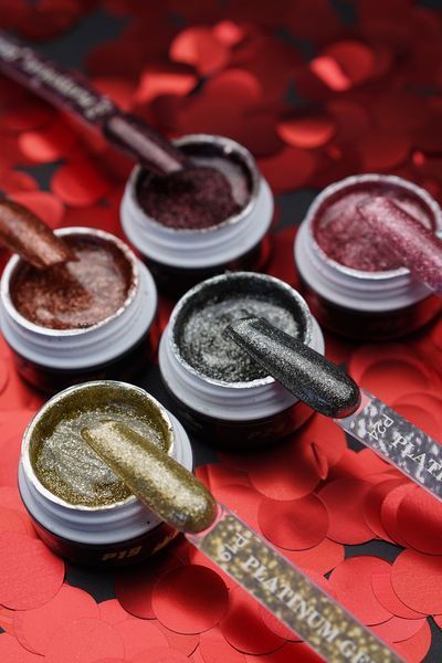 Гель с шиммером Platinum Gel (Черный №24, 5 мл) Дизайнер для маникюра и педикюра 005635 фото