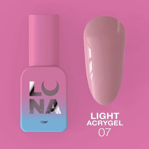 Жидкий гель LUNAMoon Light Acrygel №07 (Нюдовый) 13 мл для укрепления, выравнивания ногтей 009010 фото