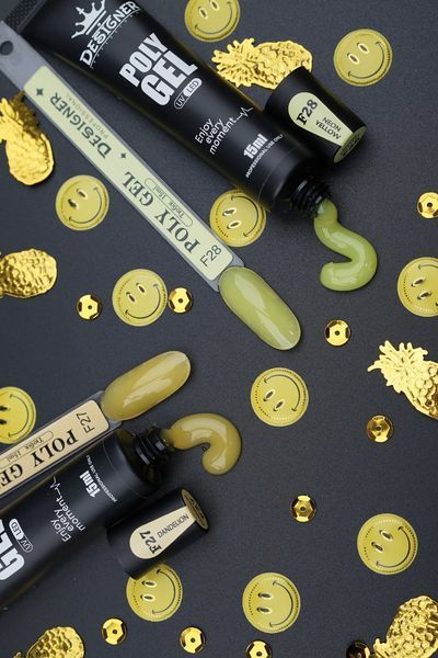 Полігель Дизайнер Neon yellow 15 мл для нарощування та зміцнення нігтів F28 008304 фото