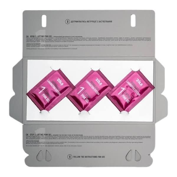 Набор составов в саше №1 Zola Lifting Pink Gel (3 х 1мл) для ламинирования ресниц и бровей 002935 фото