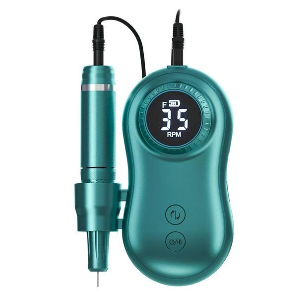 Фрезер JF-602 на 35W &ndash; 35000 об/мин (бирюзовый) на аккумуляторе 2600 mAh для снятия материала и обработки кутикулы 006664 фото