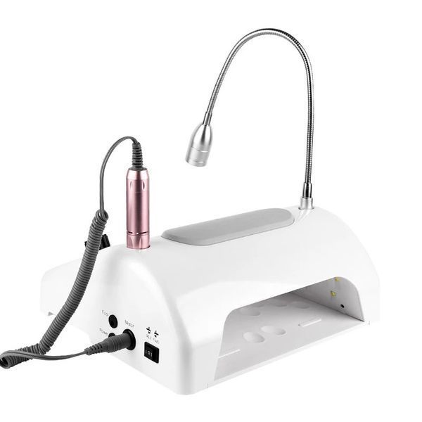 Фрезер-витяжка BQ-777 4в1 на 120W - 30000 об/хв (біла) + лампа для освітлення + лампа для манікюру та педикюру 000203 фото
