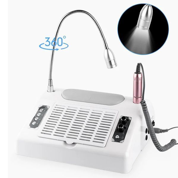 Фрезер-витяжка BQ-777 4в1 на 120W - 30000 об/хв (біла) + лампа для освітлення + лампа для манікюру та педикюру 000203 фото
