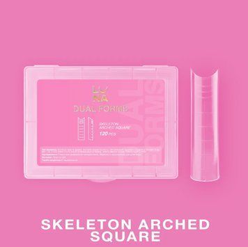Верхні форми LunaMoon Skeleton Arched Square (120 шт/уп) для нарощування нігтів 000116 фото