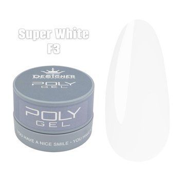 Полігель Дизайнер 30 мл Super white в банці для нарощування та зміцнення нігтів F3 008355 фото