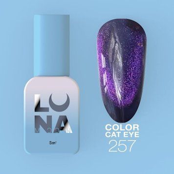 Полупрозрачный гель лак с эффектом "Кошачий глаз" LunaMoon Color Cat Eye 8 мл для маникюра и педикюра №257 007283 фото