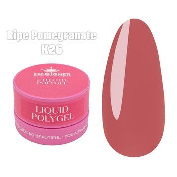 Жидкий полигель Liquid polygel Дизайнер 30 мл Ripe pomegranate в банке для наращивания и укрепления ногтей K26 008404 фото