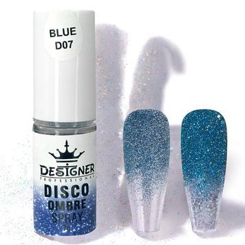 Светоотражающая спрей-пудра Blue D07 для омбре Disco Ombre Spray Дизайнер (7г) для дизайна ногтей 008733 фото