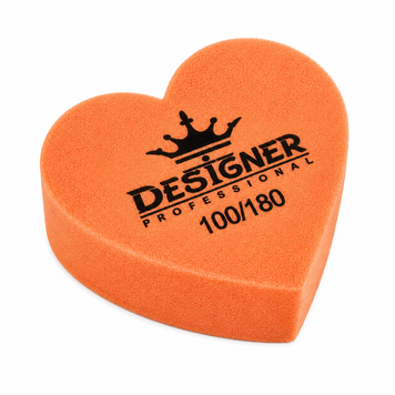 Оранжевый двусторонний мини баф Nail Buff Heart Mini Дизайнер "сердце" 100/180 грит для шлифования ногтевой пластины 007355 фото