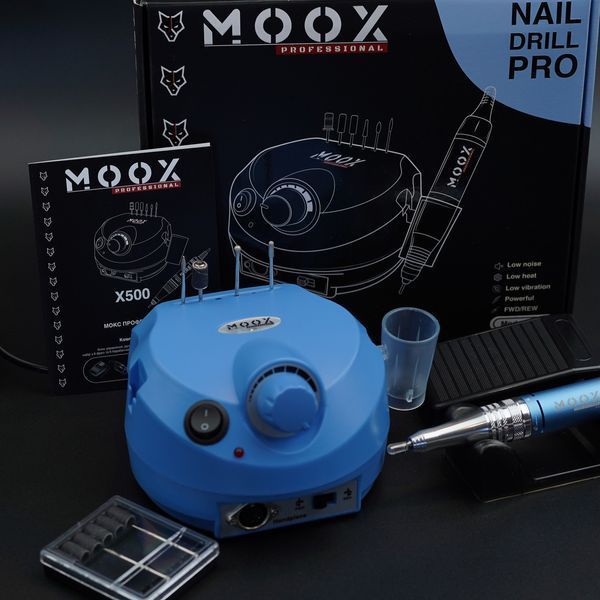 Фрезер Мокс X500 на 65W - 45000 об/хв (синій/sky blue) для манікюру та педикюру 000558 фото