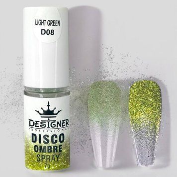 Светоотражающая спрей-пудра Light green D08 для омбре Disco Ombre Spray Дизайнер (7г) для дизайна ногтей 008734 фото