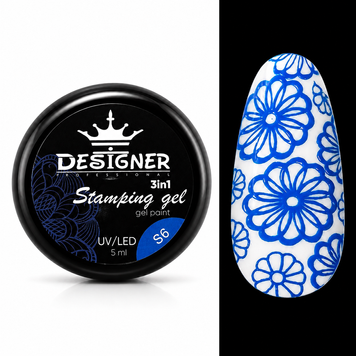 Гель-фарба Stamping Gel Paint 3в1 (темно-синя S06) на 5 мл для стемпінгу, аеропуфінгу та розпису 004314 фото