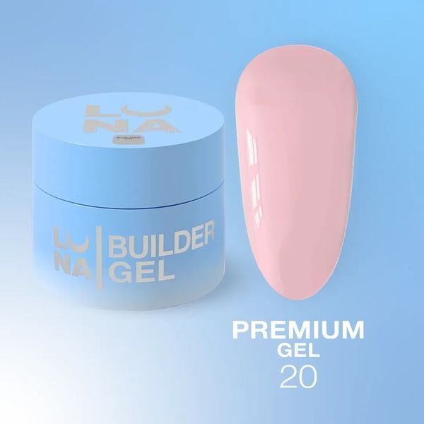 Гель LUNAMoon Premium Gel №20 (Розовый) на 50 мл для укрепления, выравнивания и наращивания ногтей 009016 фото
