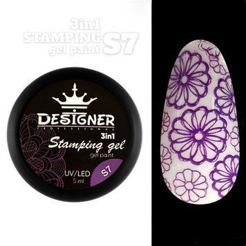 Гель-краска Stamping Gel Paint 3в1 (фиолетовая S07) 5 мл для стемпинга, аеропуффинга и росписи 004315 фото