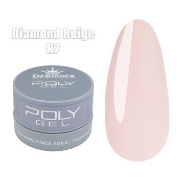 Полігель Дизайнер 30 мл Diamond beige в банці для нарощування та зміцнення нігтів F7 008359 фото