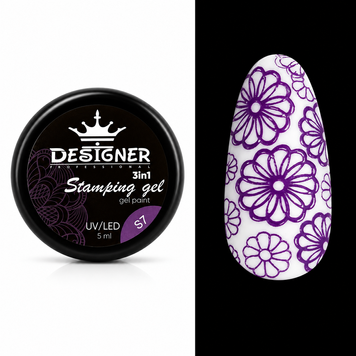 Гель-фарба Stamping Gel Paint 3в1 (фіолетова S07) на 5 мл для стемпінгу, аеропуфінгу та розпису 004315 фото