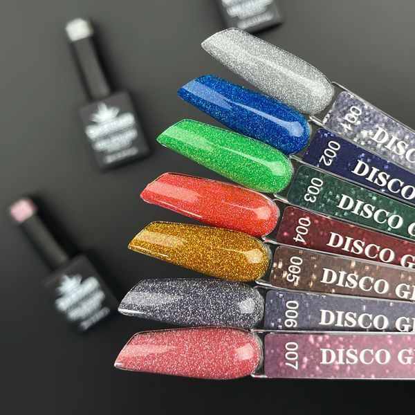 Палітра для демонстрації світловідбиваючих гель-лаків Disco Gel Polish Дизайнер (з блискітками) 002558 фото