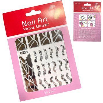Трафарет Nail Art 402 срібло (вінілові стікери, наліпки) для дизайну та декору нігтів, 003865 фото