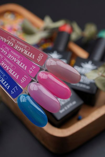 Вітражний гель-лак для нігтів Дизайнер Vitrage Glass №481 Малиноий 9 мл 002458 фото