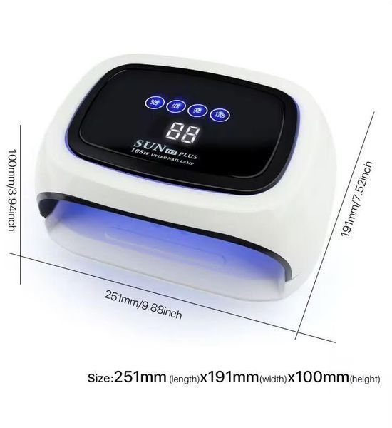 Лампа на 2 руки SUN H5 Plus 108W (белая) для сушки ногтей гель лака 000119 фото