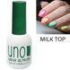 Топовое молочное покрытие для гель лаку UNO Milk Top без липкого слоя 12 мл 007227 фото 1