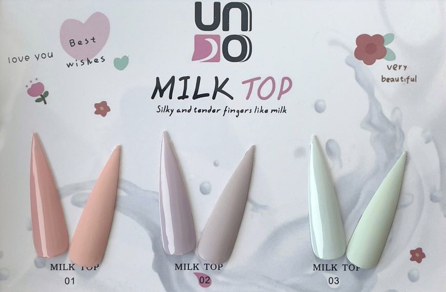 Топовое молочное покрытие для гель лаку UNO Milk Top без липкого слоя 12 мл 007227 фото