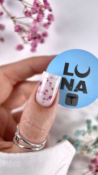 Гель с сухоцветами LUNAMoon Flower Gel №1 на 15 мл для укрепления, выравнивания и наращивания ногтей 003147 фото