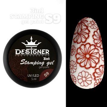 Гель-краска Stamping Gel Paint 3в1 (бордовая S09) 5 мл для стемпинга, аеропуффинга и росписи 004317 фото