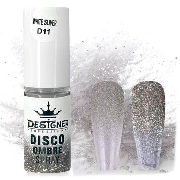 Светоотражающая спрей-пудра White silver D11 для омбре Disco Ombre Spray Дизайнер (7г) для дизайна ногтей 008737 фото