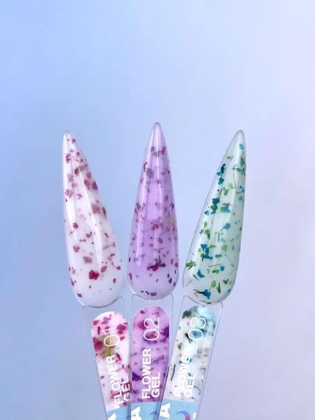 Гель с сухоцветами LUNAMoon Flower Gel №1 на 15 мл для укрепления, выравнивания и наращивания ногтей 003147 фото