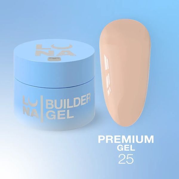 Гель LUNAMoon Premium Gel №25 (Бежевий) на 50 мл для зміцнення, вирівнювання та нарощування нігтів 009019 фото