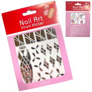 Трафарет Nail Art 404 срібло (вінілові стікери,наліпки) для дизайну та декору нігтів, 003867 фото