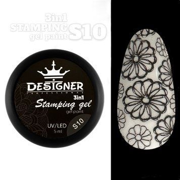 Гель-краска Stamping Gel Paint 3в1 (графит S10) 5 мл для стемпинга, аеропуффинга и росписи 004318 фото