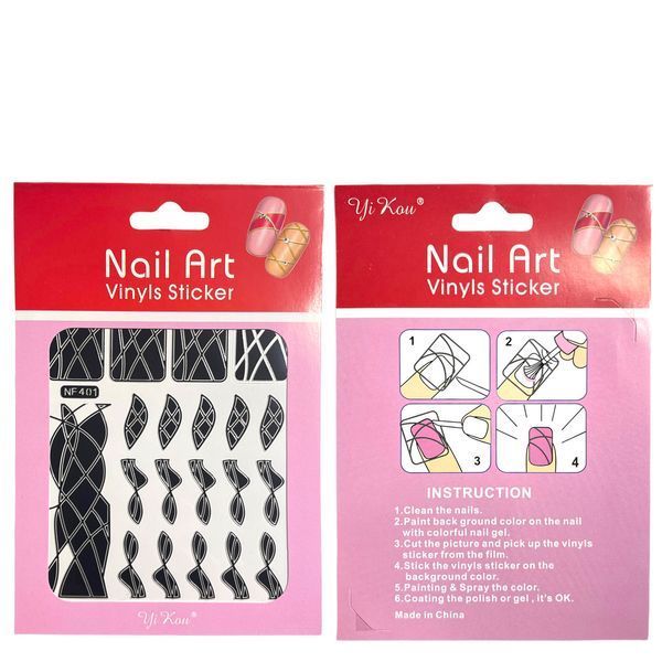Трафарет Nail Art 401 чорний (вінілові стікери, наліпки) для дизайну та декору нігтів 003874 фото