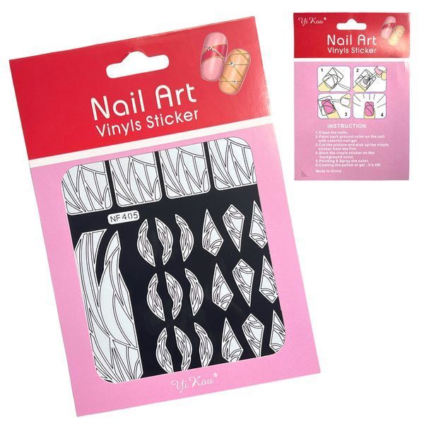 Трафарет Nail Art 401 чорний (вінілові стікери, наліпки) для дизайну та декору нігтів 003874 фото