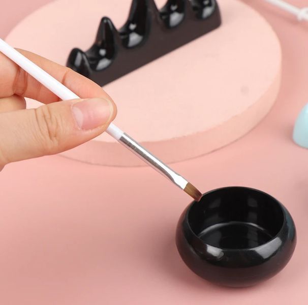 Желтая пластикова підставка-тримач &laquo;Бант&raquo; під манікюрні пензлики 007821 фото