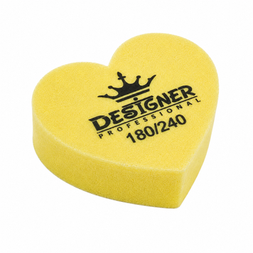 Жовтий двосторонній міні баф Nail Buff Heart Mini Дизайнер "серце" 180/240 грит для шліфування нігтьової пластини 007366 фото