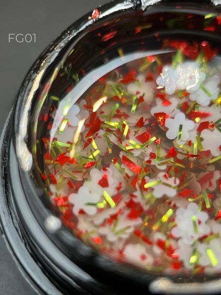 Гель с цветочками из фольги Foil flower gel (Прозрачный FG01) Дизайнер 5 мл для декора ногтей 005831 фото