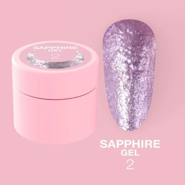Гель с блестками LunaMoon Sapphire Gel №2 для дизайна ногтей (5 мл) 005846 фото