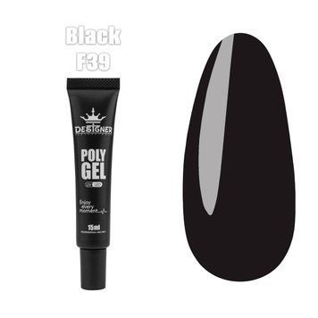 Полигель Дизайнер Black 15 мл для наращивания и укрепления ногтей F39 008315 фото