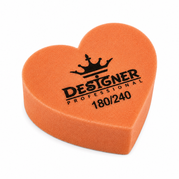 Помаранчевий двосторонній міні баф Nail Buff Heart Mini Дизайнер "серце" 180/240 грит для шліфування нігтьової пластини 007367 фото