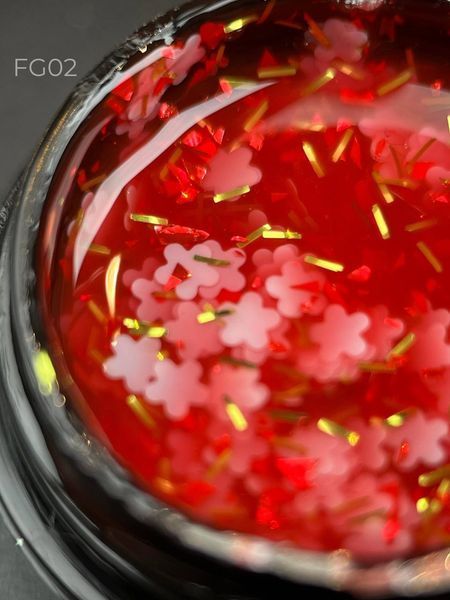 Гель с цветочками из фольги Foil flower gel (Красный FG02) Дизайнер 5 мл для декора ногтей 005832 фото