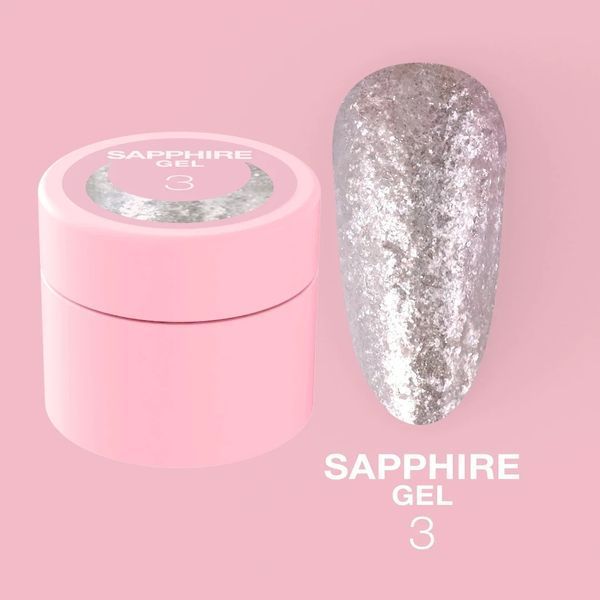 Гель с блестками LunaMoon Sapphire Gel №3 для дизайна ногтей (5 мл) 005847 фото