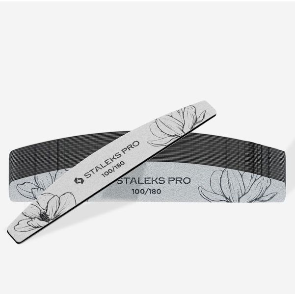 Пилка полумесяц минеральная Staleks Pro 40, 100/180 грит для коррекции формы ногтей, подготовки к покрытию 002810 фото