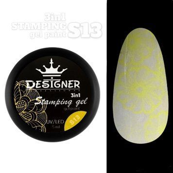 Гель-краска Stamping Gel Paint 3в1 (неоново-жёлтая S13) 5 мл для стемпинга, аеропуффинга и росписи 004321 фото