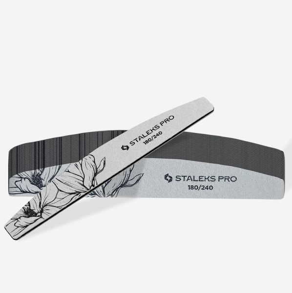 Пилка полумесяц минеральная Staleks Pro 40, 180/240 грит для коррекции формы ногтей, подготовки к покрытию 002811 фото
