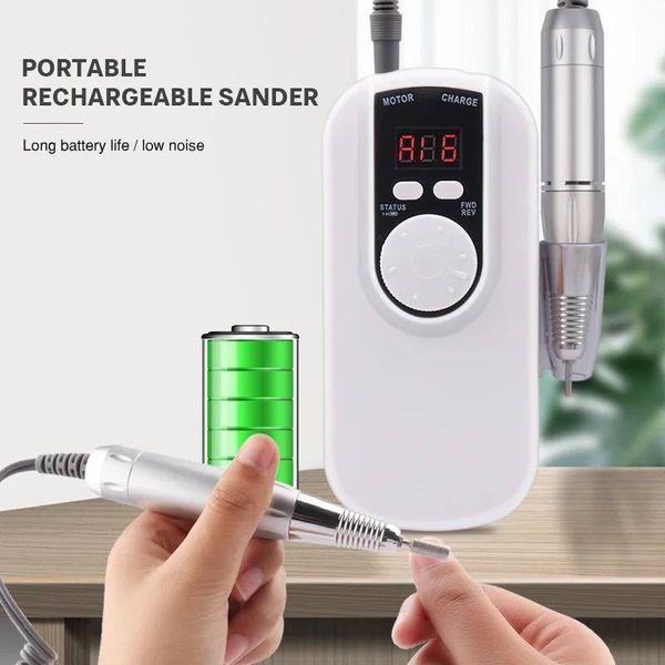 Фрезер SG701 на 36W &ndash; 35000 об/мин (белый) на аккумуляторе 1200 mAh для маникюра и педикюра 006706 фото